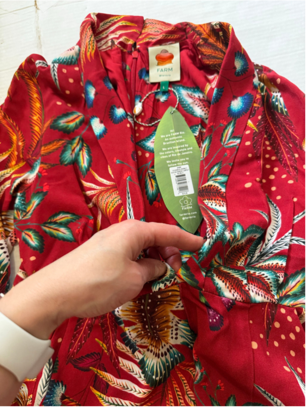 NWT FARM Rio Folhagem De Inverno Y Neckline Boboikat Jumpsuit Red Multi Size L - Picture 7 of 16